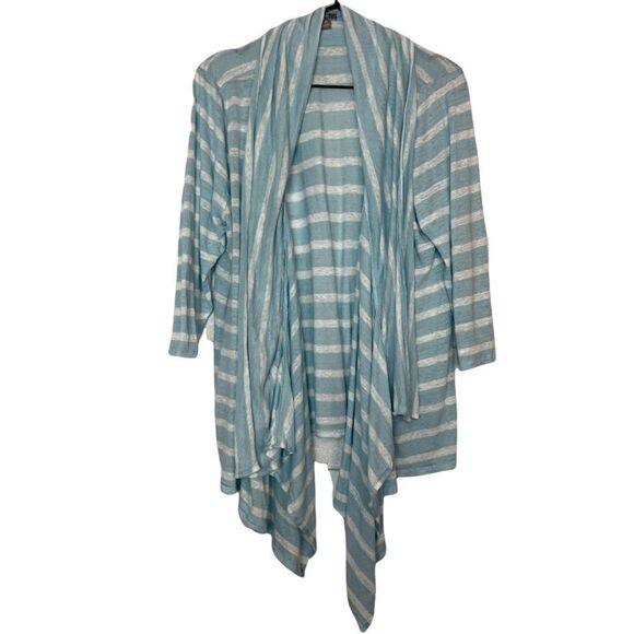 J. Jill Linen Stripe Waterfall Cardigan XL Petite - Picture 1 of 4